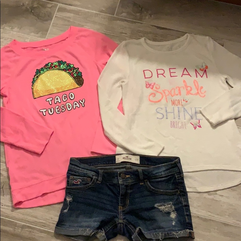 Girls lot Hollister shorts Justice and TCP shirts